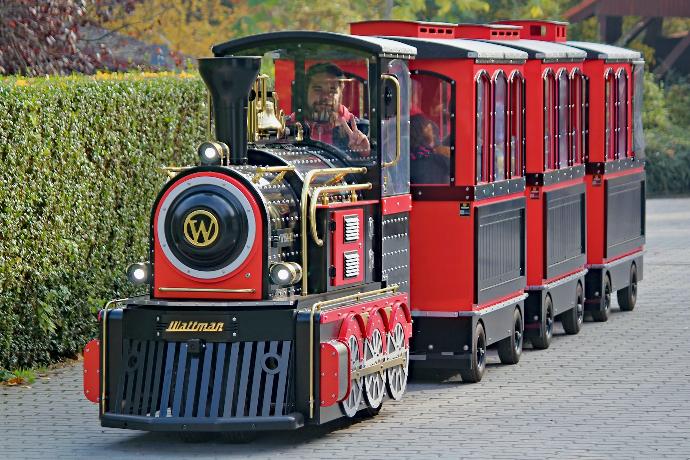 red and black train at the park