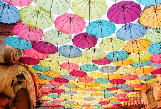 assorted-color umbrellas