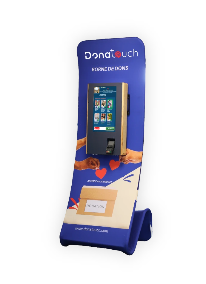 Borne de dons interactive Donatouch pour collecte de donations